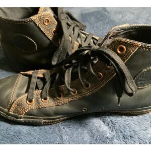 Vintage Converse Chuck Taylor Black Leather Copper Detail Size 12